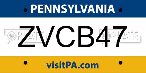ZVCB47 Pennsylvania License Plate
