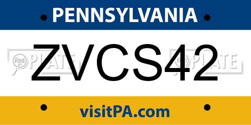 ZVCS42 Pennsylvania License Plate