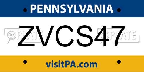 ZVCS47 Pennsylvania License Plate