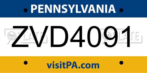 ZVD4091 Pennsylvania License Plate