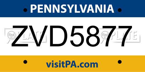 ZVD5877 Pennsylvania License Plate