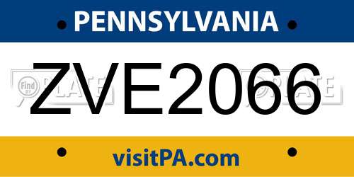 ZVE2066 Pennsylvania License Plate