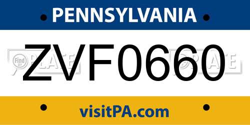 ZVF0660 Pennsylvania License Plate