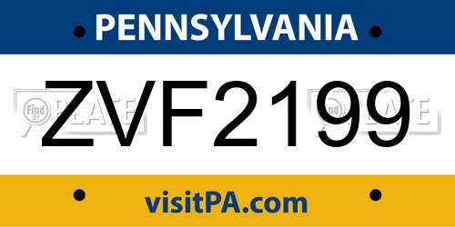 ZVF2199 Pennsylvania License Plate