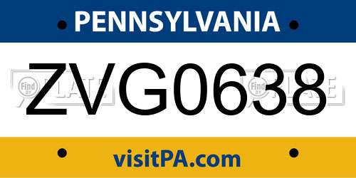 ZVG0638 Pennsylvania License Plate