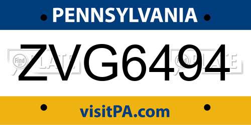 ZVG6494 Pennsylvania License Plate
