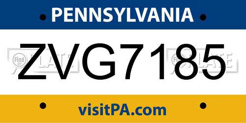 ZVG7185 Pennsylvania License Plate