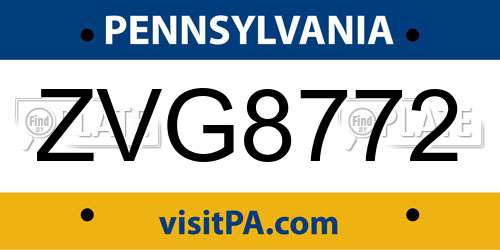 ZVG8772 Pennsylvania License Plate