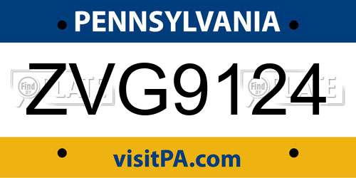 ZVG9124 Pennsylvania License Plate