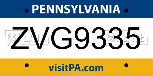ZVG9335 Pennsylvania License Plate