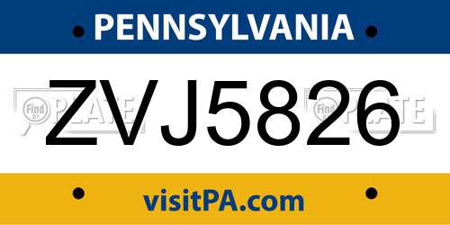 ZVJ5826 Pennsylvania License Plate