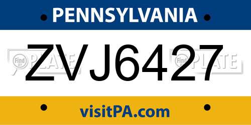 ZVJ6427 Pennsylvania License Plate