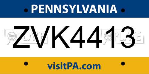 ZVK4413 Pennsylvania License Plate