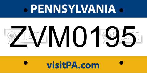 ZVM0195 Pennsylvania License Plate