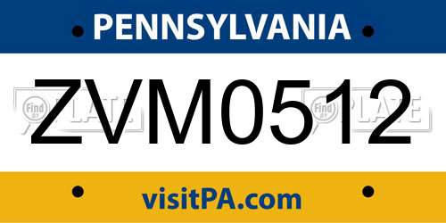 ZVM0512 Pennsylvania License Plate