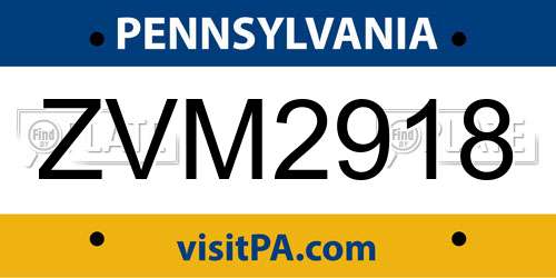 ZVM2918 Pennsylvania License Plate
