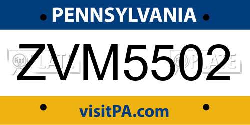 ZVM5502 Pennsylvania License Plate