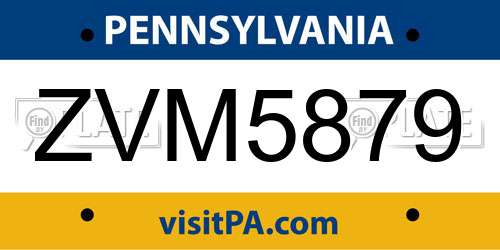 ZVM5879 Pennsylvania License Plate