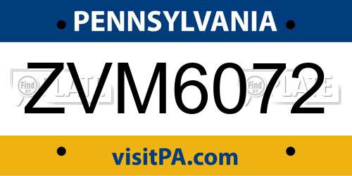 ZVM6072 Pennsylvania License Plate