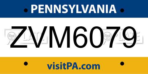 ZVM6079 Pennsylvania License Plate