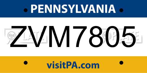 ZVM7805 Pennsylvania License Plate