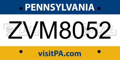 ZVM8052 Pennsylvania License Plate