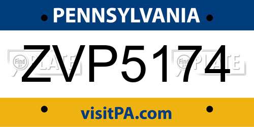 ZVP5174 Pennsylvania License Plate