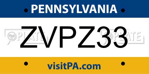 ZVPZ33 Pennsylvania License Plate