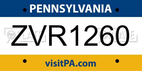 ZVR1260 Pennsylvania License Plate