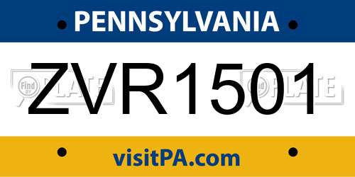 ZVR1501 Pennsylvania License Plate