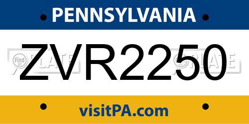 ZVR2250 Pennsylvania License Plate