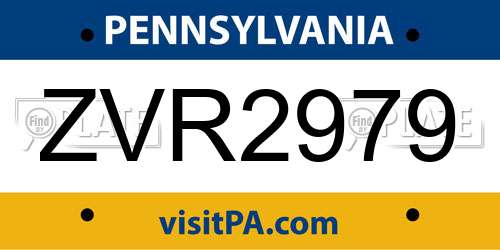 ZVR2979 Pennsylvania License Plate
