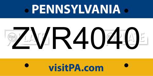 ZVR4040 Pennsylvania License Plate