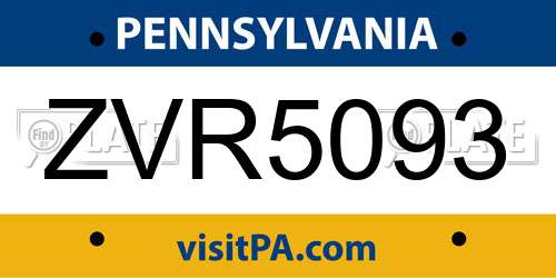 ZVR5093 Pennsylvania License Plate