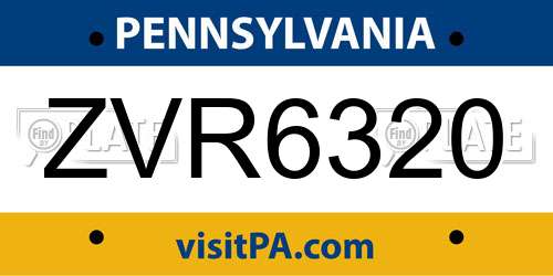 ZVR6320 Pennsylvania License Plate