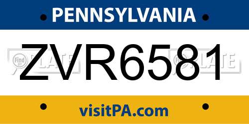 ZVR6581 Pennsylvania License Plate