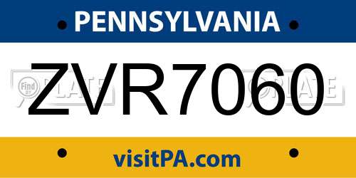 ZVR7060 Pennsylvania License Plate