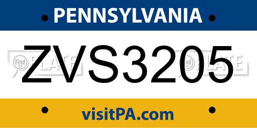 ZVS3205 Pennsylvania License Plate