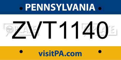 ZVT1140 Pennsylvania License Plate