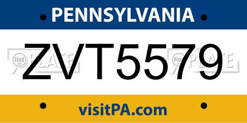 ZVT5579 Pennsylvania License Plate