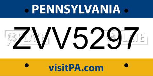 ZVV5297 Pennsylvania License Plate