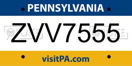 ZVV7555 Pennsylvania License Plate