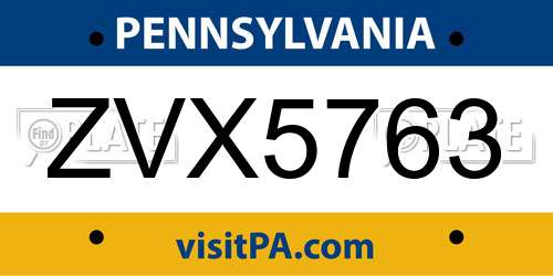 ZVX5763 Pennsylvania License Plate