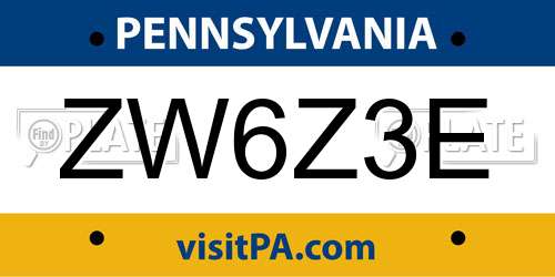 ZW6Z3E Pennsylvania License Plate