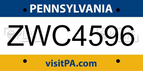 ZWC4596 Pennsylvania License Plate