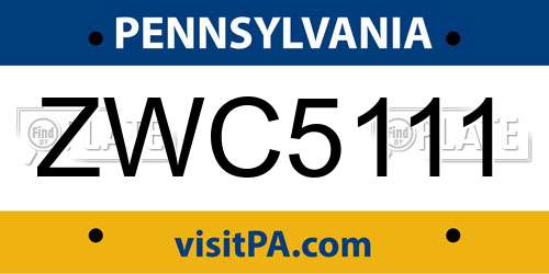 ZWC5111 Pennsylvania License Plate