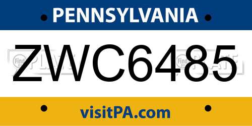 ZWC6485 Pennsylvania License Plate