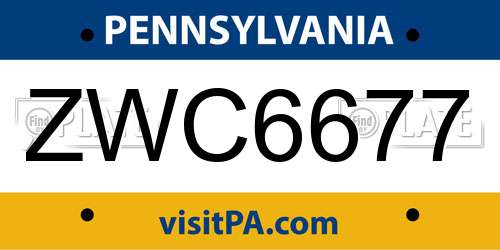 ZWC6677 Pennsylvania License Plate