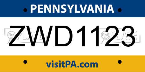 ZWD1123 Pennsylvania License Plate
