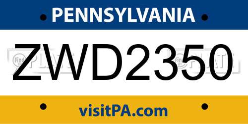 ZWD2350 Pennsylvania License Plate
